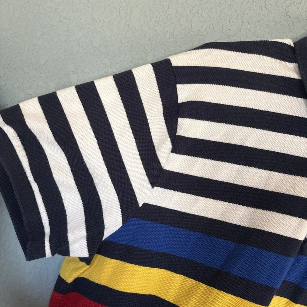 POLO Ralph Lauren Mens XL Custom Slim Fit Polo Shirt Colorful Stripe 100% Cotton